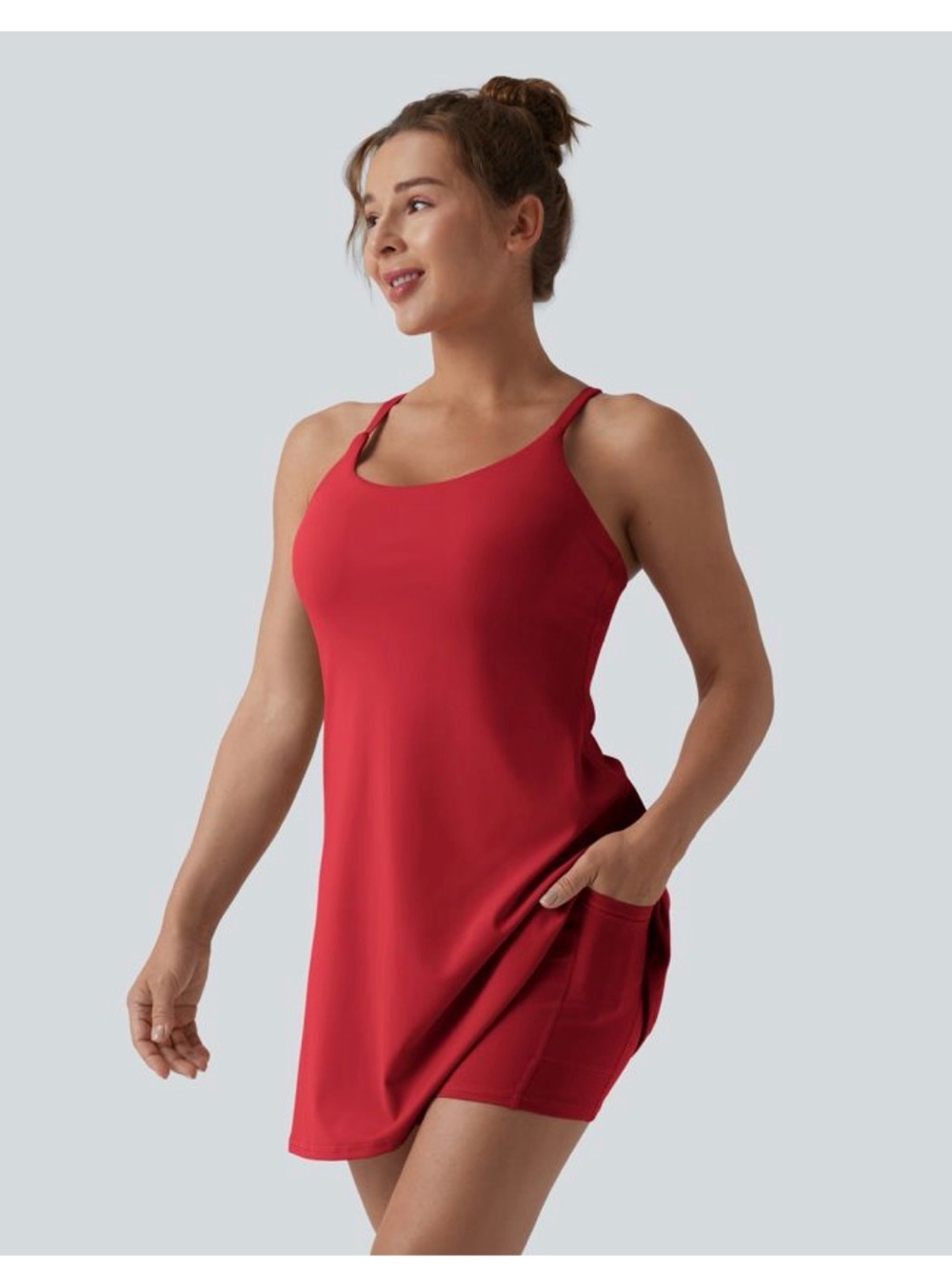 Women's Red active Dress with Pockets